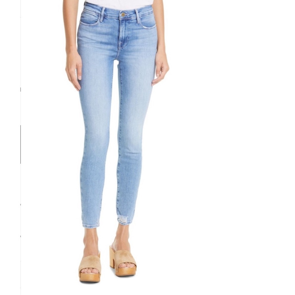 • FRAME • Le High Skinny Jeans Hidalgo Chewed Hem Size 26
